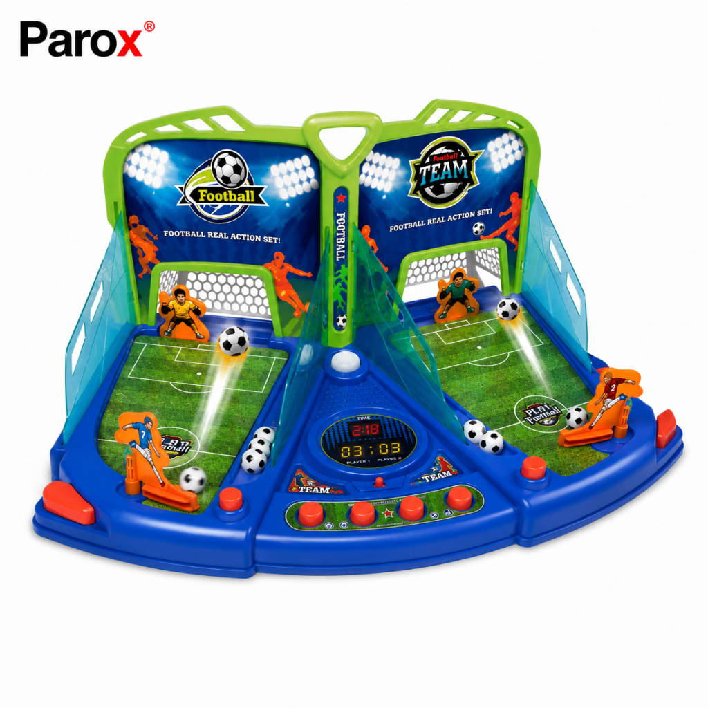 Joc Fotbal de Masa Interactiv pentru Copii, Scor Electronic, Lumini si Sunete, 2 Jucatori, 6 Mingi, 48 x 32 x 25 cm