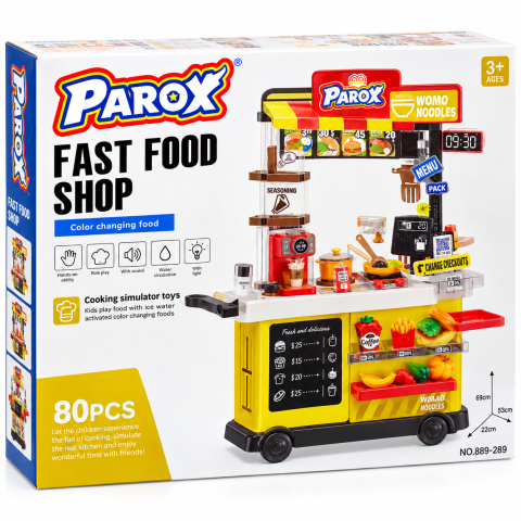 Magazin Fast Food de Jucărie PAROX WOWO Noodles, 80 Piese, 103 cm, 3+ Ani