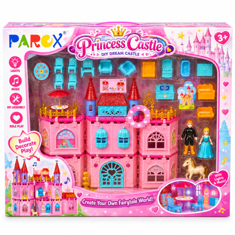 Castel de prințesă PAROX DIY cu accesorii, lumini și muzică
