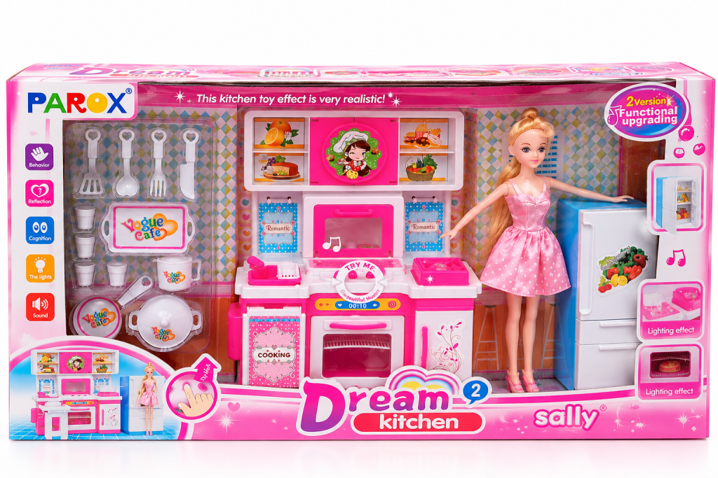 Set bucătărie de jucărie Dream Kitchen cu păpușă și accesorii – PAROX