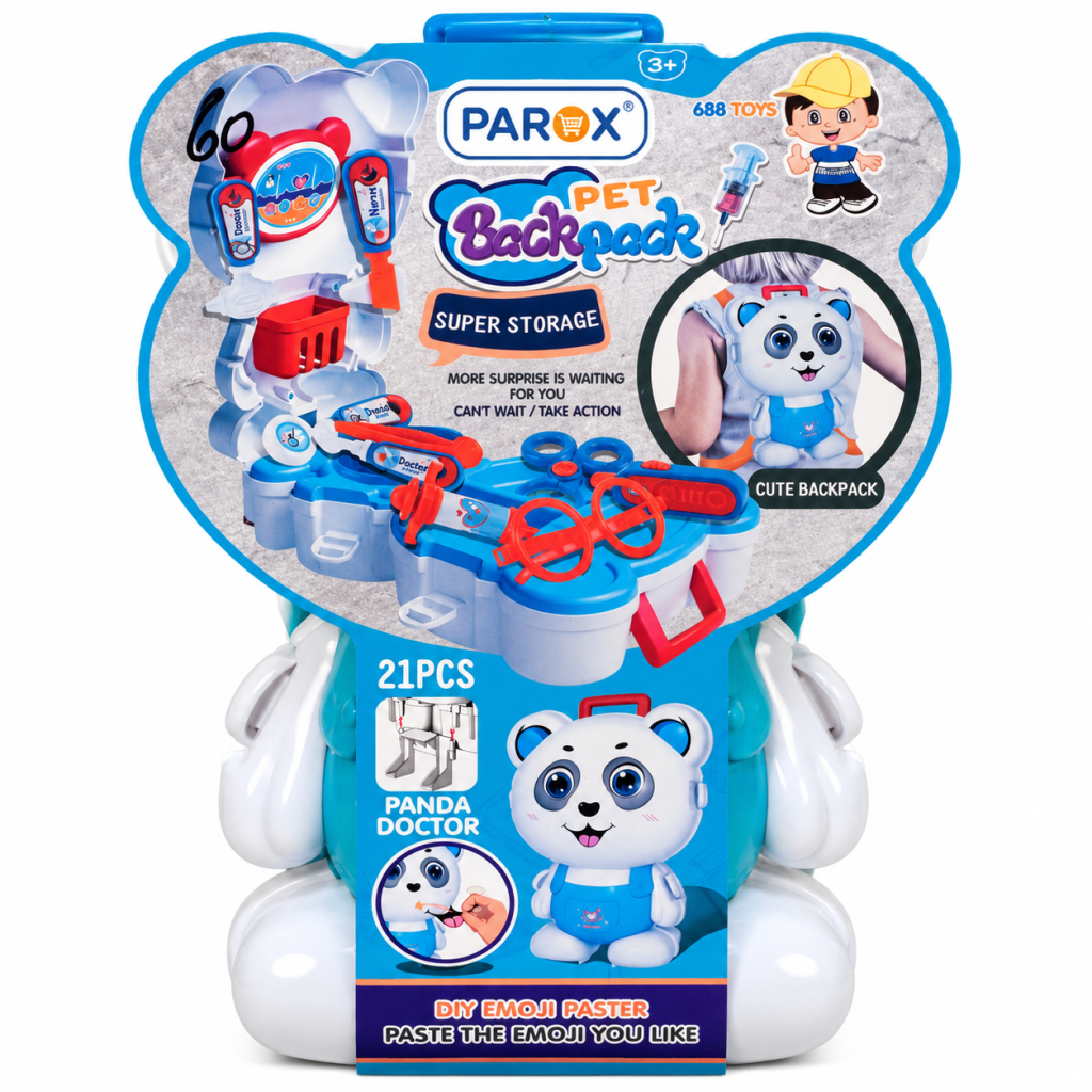 Set doctor copii Panda PAROX – trusă medicală de jucărie, 21 piese