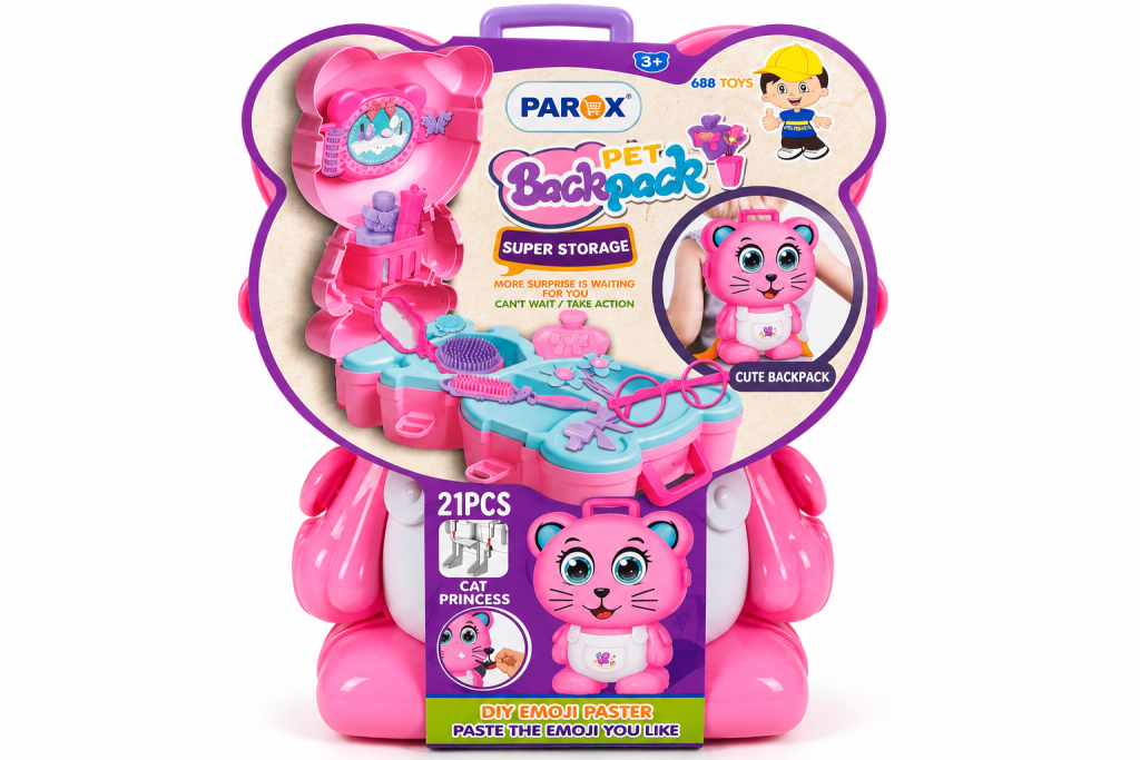 Set de frumusețe fetițe cu rucsac pisicuță, 21 piese – PAROX