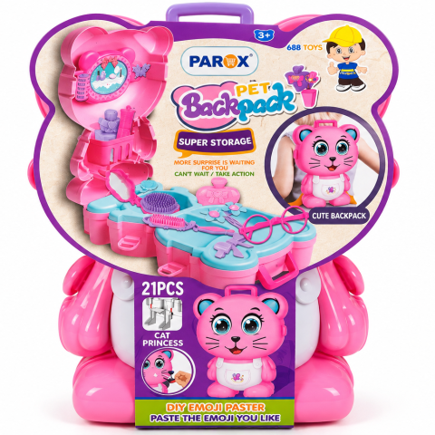 Set de frumusețe fetițe cu rucsac pisicuță, 21 piese – PAROX