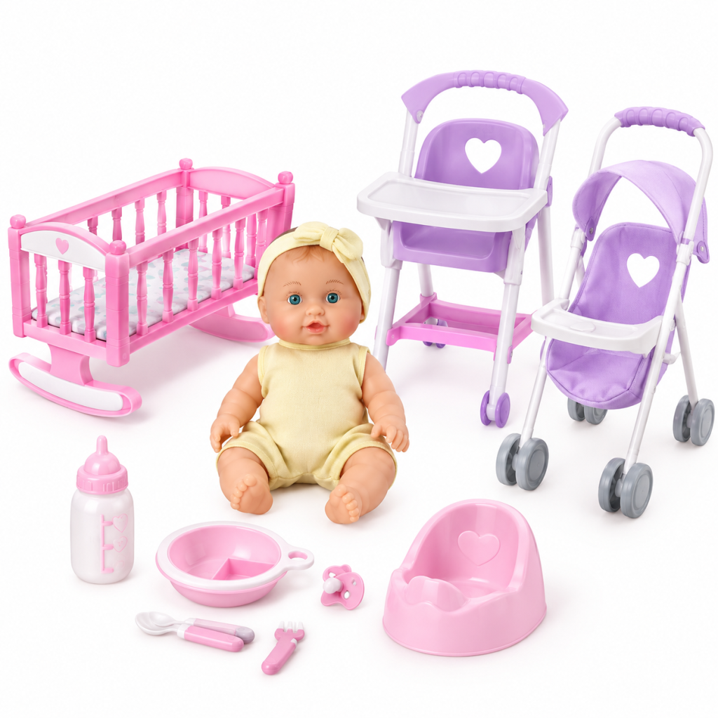 Set de îngrijire pentru bebeluși cu păpușă și accesorii PAROX