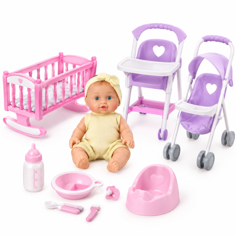 Set de îngrijire pentru bebeluși cu păpușă și accesorii PAROX