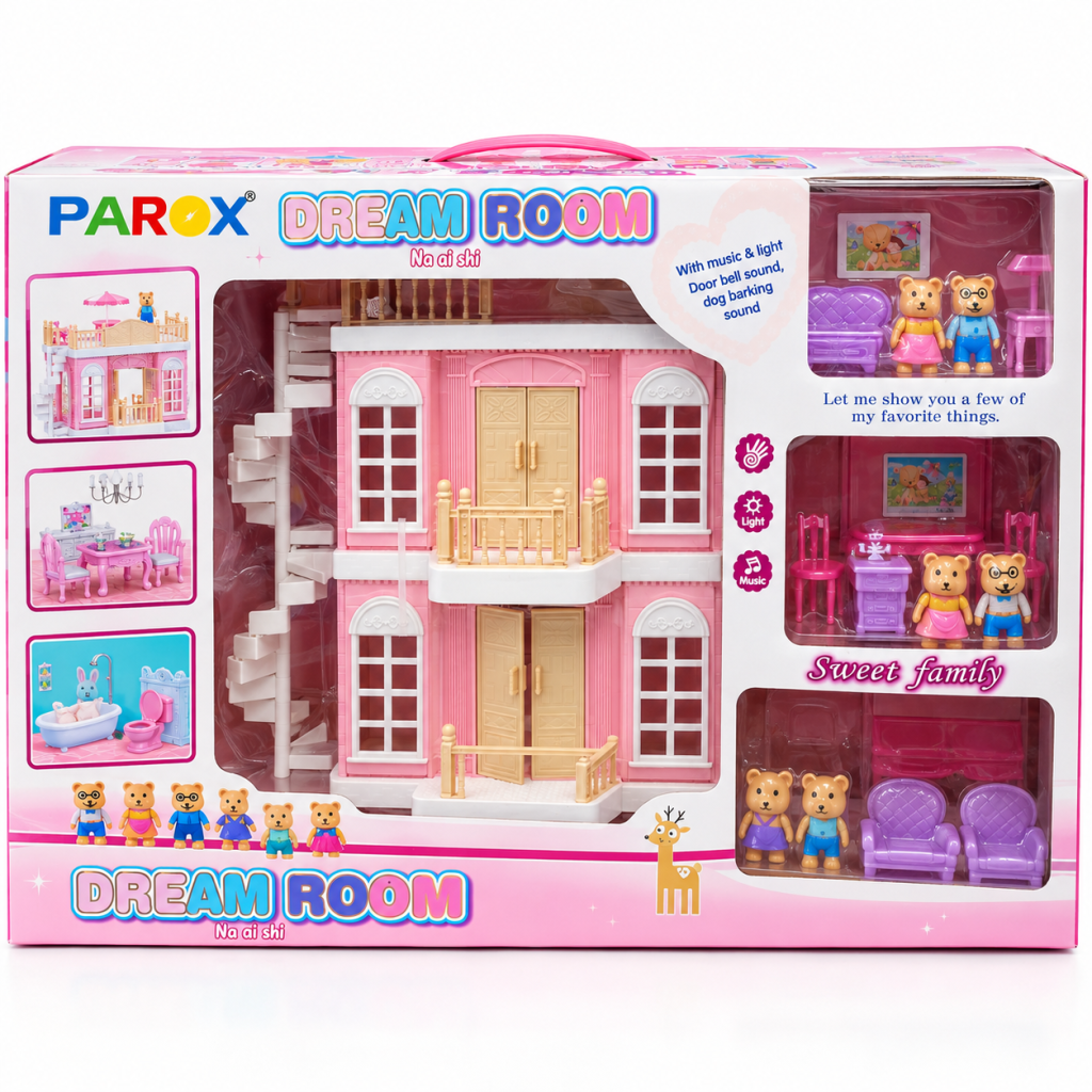 Căsuță de păpuși Dream Room cu accesorii, lumini și sunete – PAROX