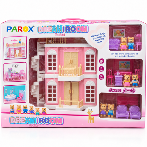 Căsuță de păpuși Dream Room cu accesorii, lumini și sunete – PAROX