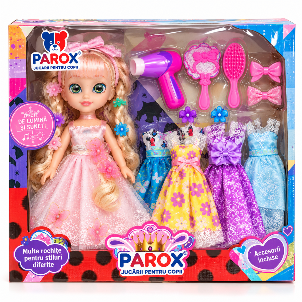 Set păpușă PAROX cu accesorii și flori luminoase