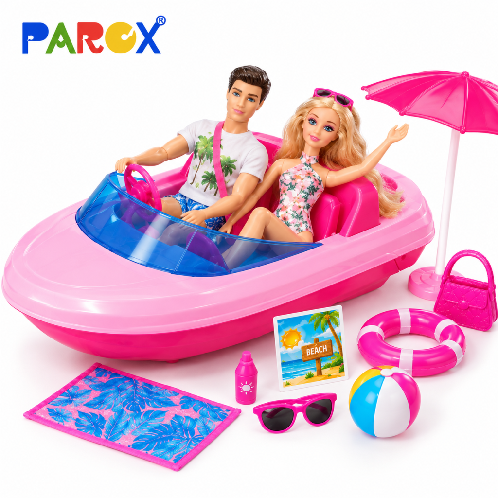 Set barca de viteza roz cu doua papusi PAROX - Speedboat