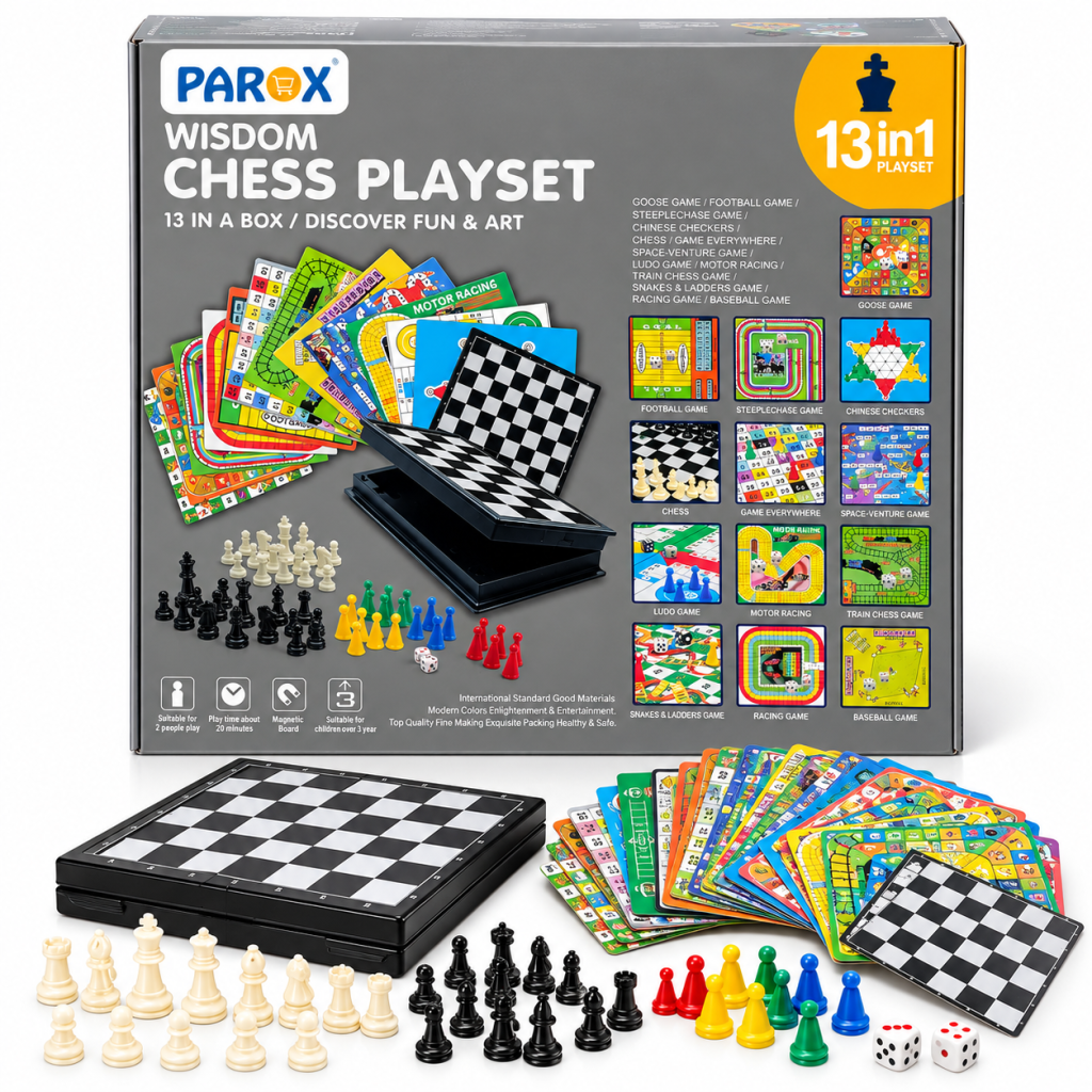 Set magnetic de șah și jocuri 13 în 1 pentru copii – PAROX