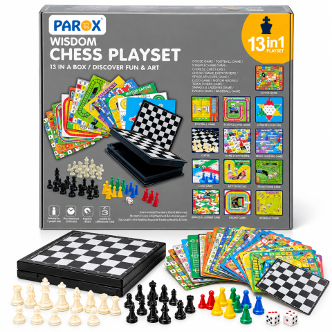 Set magnetic de șah și jocuri 13 în 1 pentru copii – PAROX